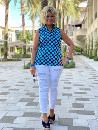 SEASIDE BLUE SLEEVELESS ZIPPER