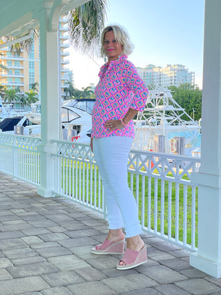 PALM TREE SIESTA RUFFLE TOP