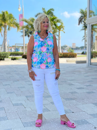 SEASHELL BEACH SLEEVELESS RUFFLE