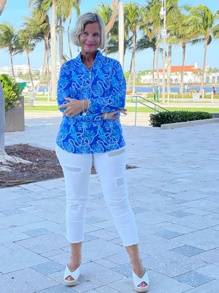 AQUA LANE ZIPPER TOP - Cathys Place