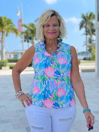 SEASHELL BEACH SLEEVELESS RUFFLE