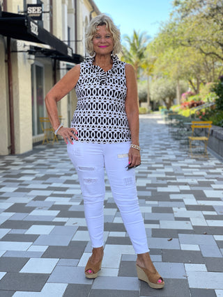 SANDBAR SLEEVELESS RUFFLE TOP - Cathys Place