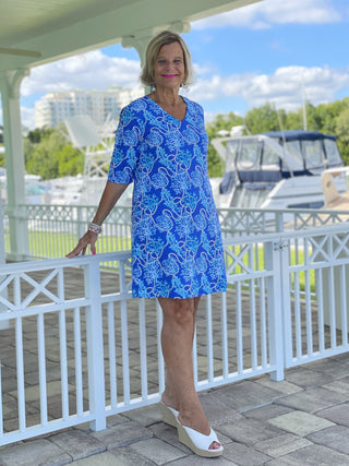 AQUA LANE ELBOW  SLEEVE DRESS
