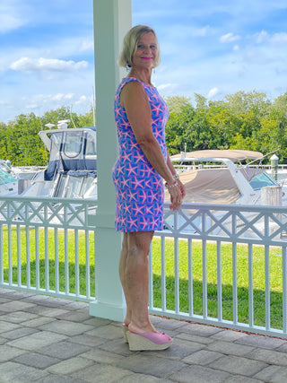 PINK STARFISH BEACH SHIFT DRESS