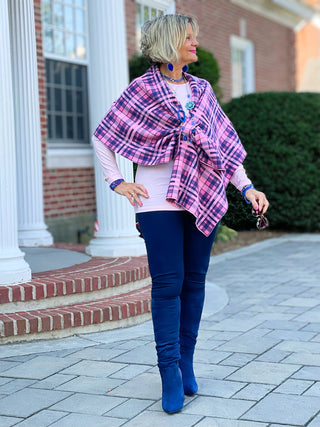 KATIE BLUE PLAID WRAP