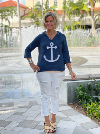CHENILLE NAVY HOODED ANCHOR