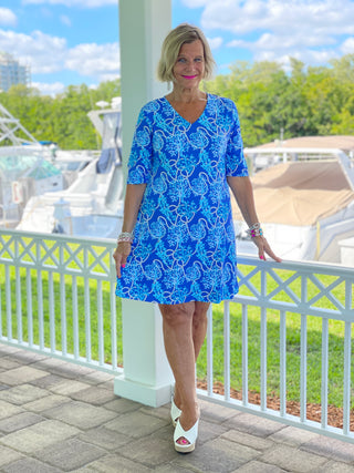 AQUA LANE ELBOW  SLEEVE DRESS