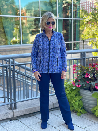 SAVANNA BLUE FULL ZIPPER TOP