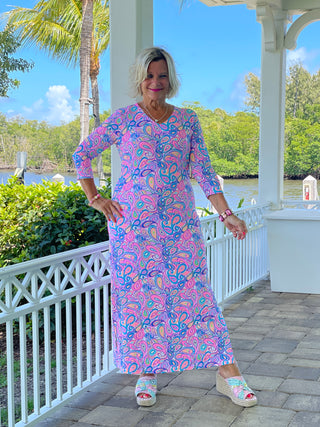 CAROLINA PAISLEY ELBOW MAXI