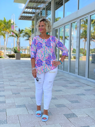 PINK PINEAPPLE DREAM ASYMMETRIC TOP - Cathys Place
