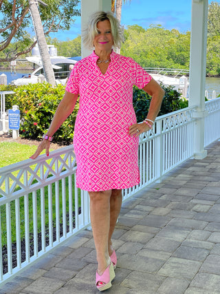 PINK DIAMONDS SHORT SLEEVE DRESS