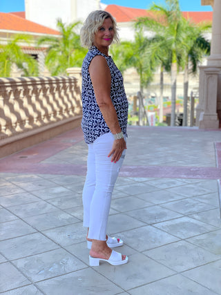 BRIGHTEN BLUE SLEEVELESS V NECK - Cathys Place