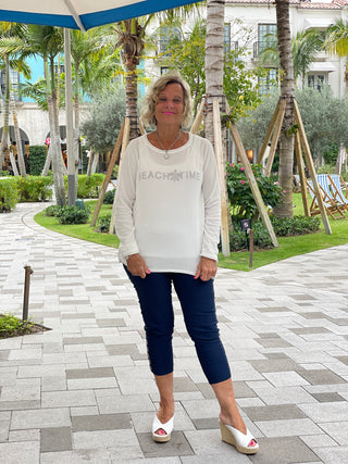 CHENILLE WHITE CREW BEACHTIME SWEATER