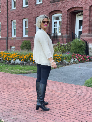 OATMEAL MESH RUFFLE WRAP
