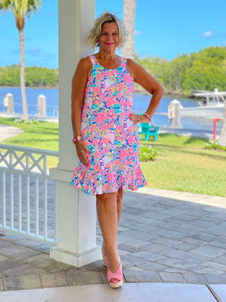 PICKLEBALL HALTER RUFFLE DRESS