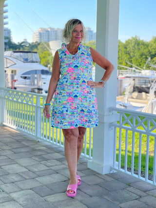 TIKI ESCAPE RUFFLE DRESS