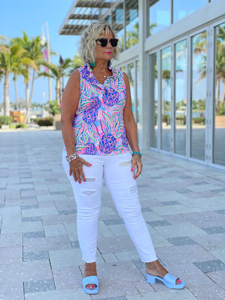 PINK PINEAPPLE DREAM SLEEVELESS RUFFLE - Cathys Place