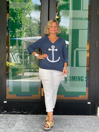 CHENILLE NAVY HOODED ANCHOR