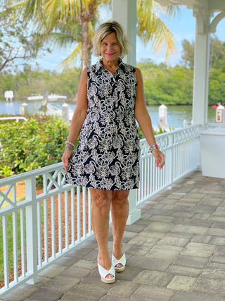 NAUTICAL LANE COLLAR DRESS - Cathys Place