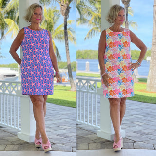 PINK STARFISH BEACH SHIFT DRESS