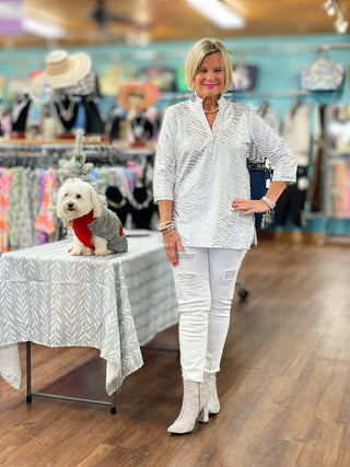 LULU-B LEME WHITE SILVER TUNIC