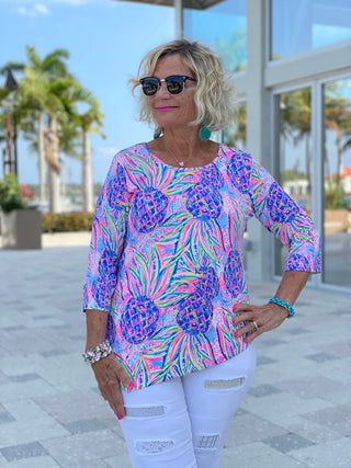 PINK PINEAPPLE DREAM ASYMMETRIC TOP - Cathys Place