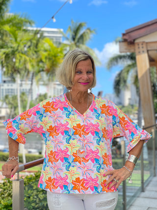 PALM BEACH GARDEN BELL SLEEVE