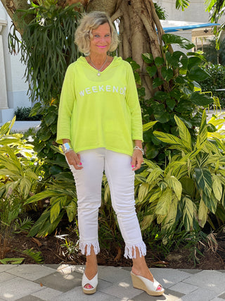 CHENILLE LIME WEEKEND HOODED SWEATER