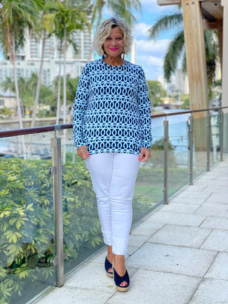 MELINA BLUE THUMB HOLE TOP