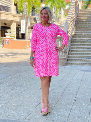 PINK DIAMONDS SLEEVE DRESS