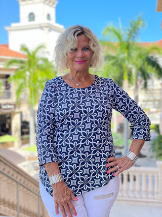 BRIGHTEN BLUE ASYMMETRIC TOP - Cathys Place