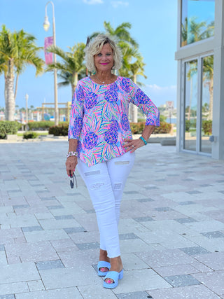 PINK PINEAPPLE DREAM ASYMMETRIC TOP - Cathys Place