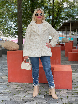 SNOW LEOPARD FAUX FUR JACKET OR COAT