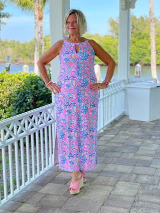 CAROLINA PAISLEY KEYHOLE MAXI