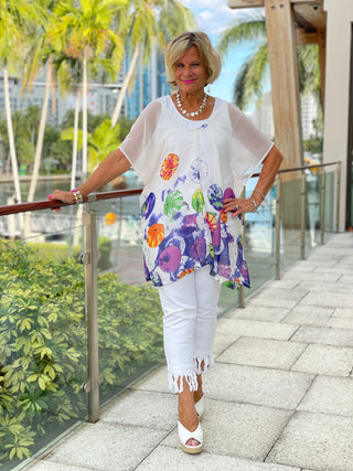 CHIFFON WHITE TUNIC - Cathys Place