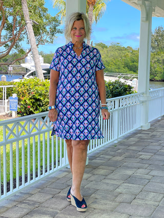 PINEAPPLE VACA SHORT SLEEVE DRESS