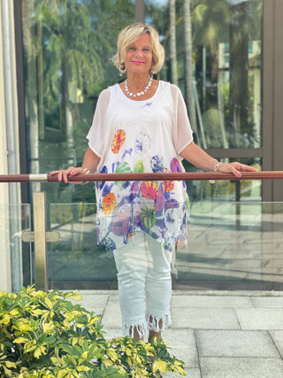 CHIFFON WHITE TUNIC - Cathys Place