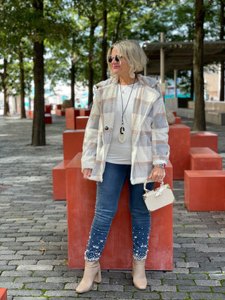 SNOW PLAID FAUX  FUR JACKET OR COAT - Cathys Place