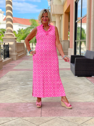 PINK DIAMONDS RUFFLE MAXI