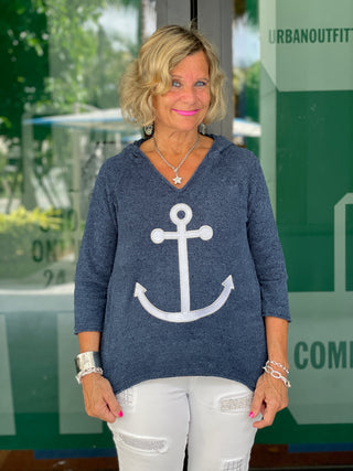 CHENILLE NAVY HOODED ANCHOR