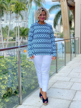 MELINA BLUE THUMB HOLE TOP