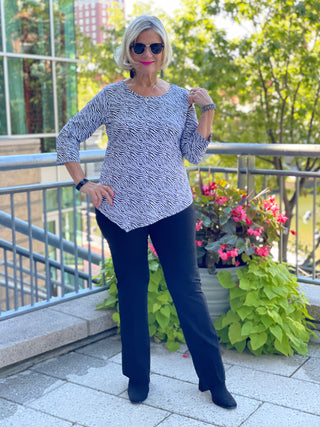 BLACK AND WHITE ZEBRA ASYMMETRIC TOP - Cathys Place