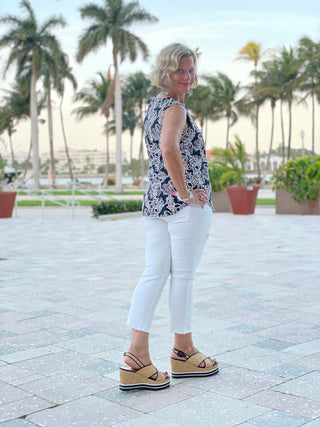 NAUTICAL LANE SLEEVELESS V- NECK - Cathys Place