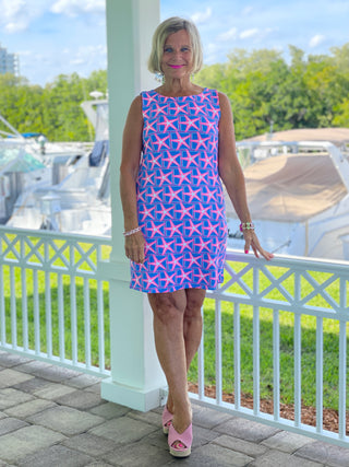 PINK STARFISH BEACH SHIFT DRESS