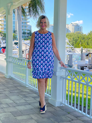PINEAPPLE VACA SHIFT RUFFLE DRESS