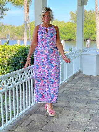 CAROLINA PAISLEY KEYHOLE MAXI