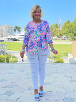 PINK PINEAPPLE DREAM ASYMMETRIC TOP - Cathys Place