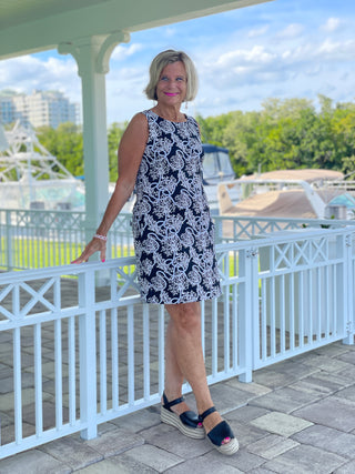NAUTICAL  LANE SHIFT DRESS - Cathys Place