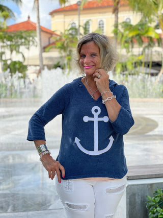 CHENILLE NAVY HOODED ANCHOR