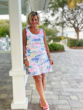 POST CARDS OF LOVE LAYERED RUFFLE DRESS